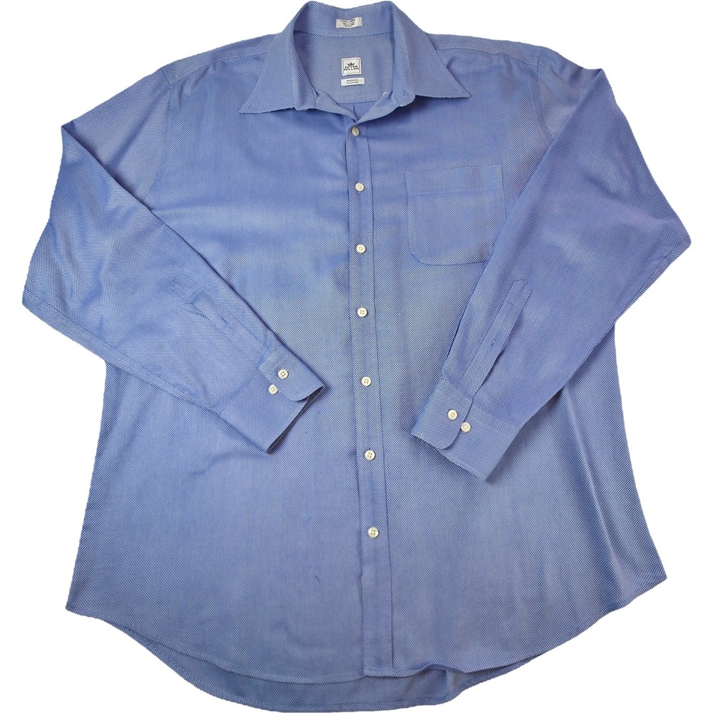 Peter Millar Nanoluxe Button Down Shirt Mens XL Blue Micro Pattern Long Sleeve